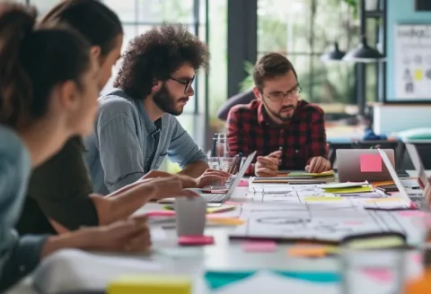 professionals discussing in a meeting room